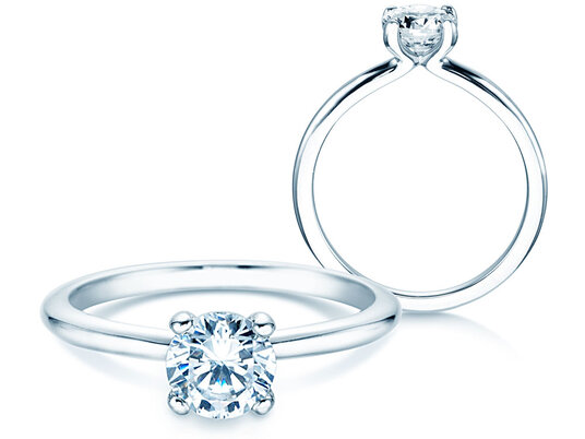 Verlobungsring Classic 4 in 9K Weißgold mit Labordiamant 1,00ct E/VS