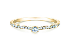 Verlobungsring Classic Pavé in 18K Gelbgold mit Diamanten 0,20ct G/SI