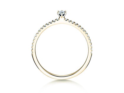 Verlobungsring Classic Pavé in 18K Gelbgold mit Diamanten 0,20ct G/SI