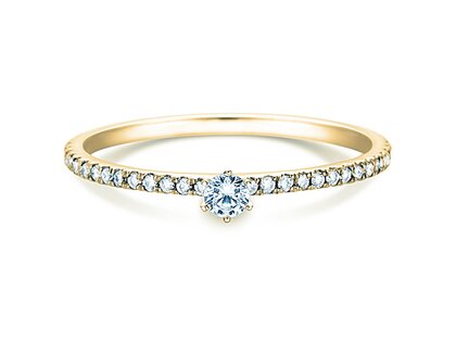 Verlobungsring Classic Pavé in 18K Gelbgold mit Diamanten 0,30ct G/SI