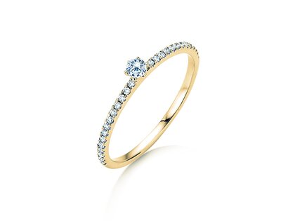 Verlobungsring Classic Pavé in 18K Gelbgold mit Diamanten 0,30ct G/SI