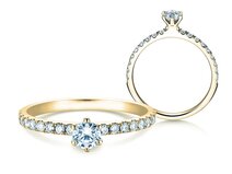 Verlobungsring Classic Pavé in 14K Gelbgold mit Diamanten 0,50ct G/SI