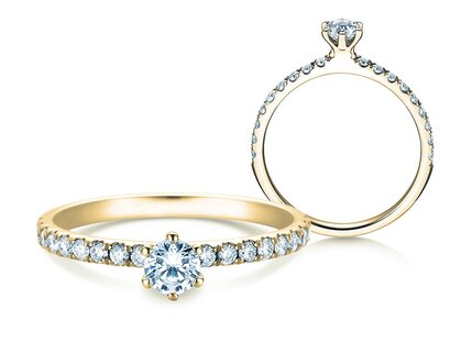 Verlobungsring Classic Pavé in 18K Gelbgold mit Diamanten 0,50ct G/SI