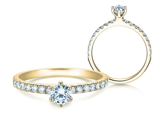 Verlobungsring Classic Pavé in 18K Gelbgold mit Diamanten 0,70ct G/SI