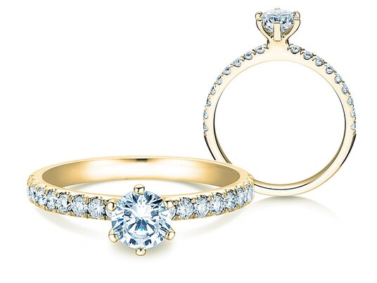 Verlobungsring Classic Pavé in 18K Gelbgold mit Diamanten 0,85ct
