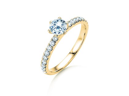 Verlobungsring Classic Pavé in 18K Gelbgold mit Diamanten 0,85ct