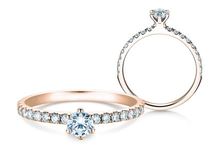 Verlobungsring Classic Pavé in 14K Roségold mit Diamanten 0,50ct G/SI