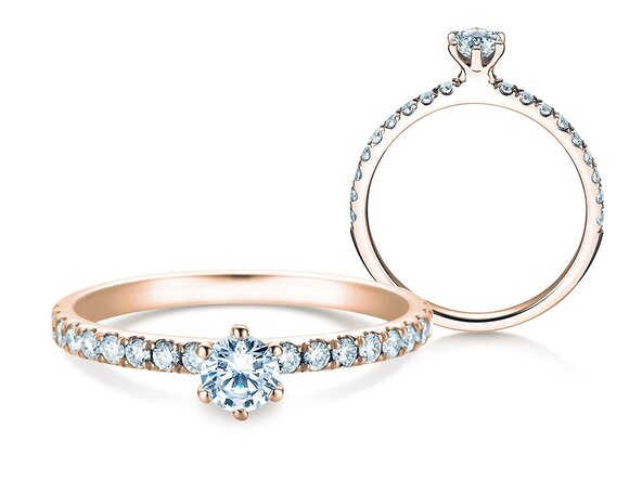 Verlobungsring Classic Pavé in 9K Roségold mit Diamanten 0,50ct G/SI