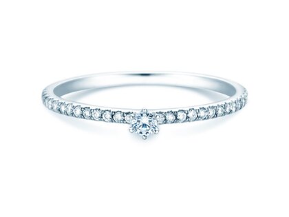 Verlobungsring Classic Pavé in 14K Weißgold mit Diamanten 0,20ct G/SI