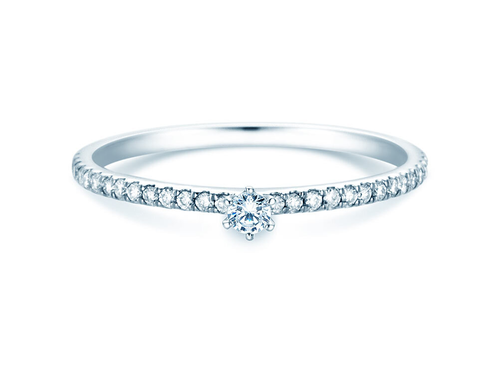 Verlobungsring Classic Pavé in Platin 950/- mit Diamanten 0,20ct G/SI