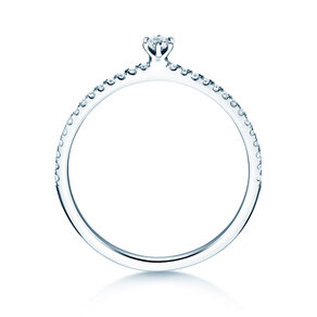 Verlobungsring Classic Pavé in 14K Weißgold mit Diamanten 0,20ct G/SI