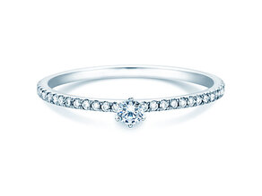 Verlobungsring Classic Pavé in 18K Weißgold mit Diamanten 0,30ct G/SI