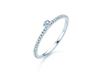 Verlobungsring Classic Pavé in 18K Weißgold mit Diamanten 0,30ct G/SI