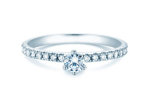 Verlobungsring Classic Pavé in 18K Weißgold mit Diamanten 0,40ct G/SI