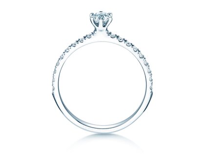 Verlobungsring Classic Pavé in 18K Weißgold mit Diamanten 0,40ct G/SI