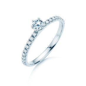 Verlobungsring Classic Pavé in 18K Weißgold mit Diamanten 0,40ct G/SI