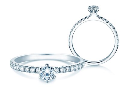 Verlobungsring Classic Pavé in 14K Weißgold mit Diamanten 0,50ct G/SI