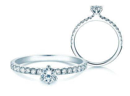 Verlobungsring Classic Pavé in 18K Weißgold mit Diamanten 0,50ct
