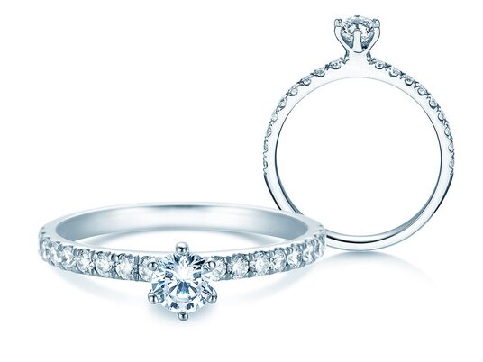 Verlobungsring Classic Pavé in 18K Weißgold mit Diamanten 0,70ct G/SI