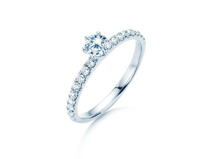 Verlobungsring Classic Pavé in 18K Weißgold mit Diamanten 0,60ct G/SI