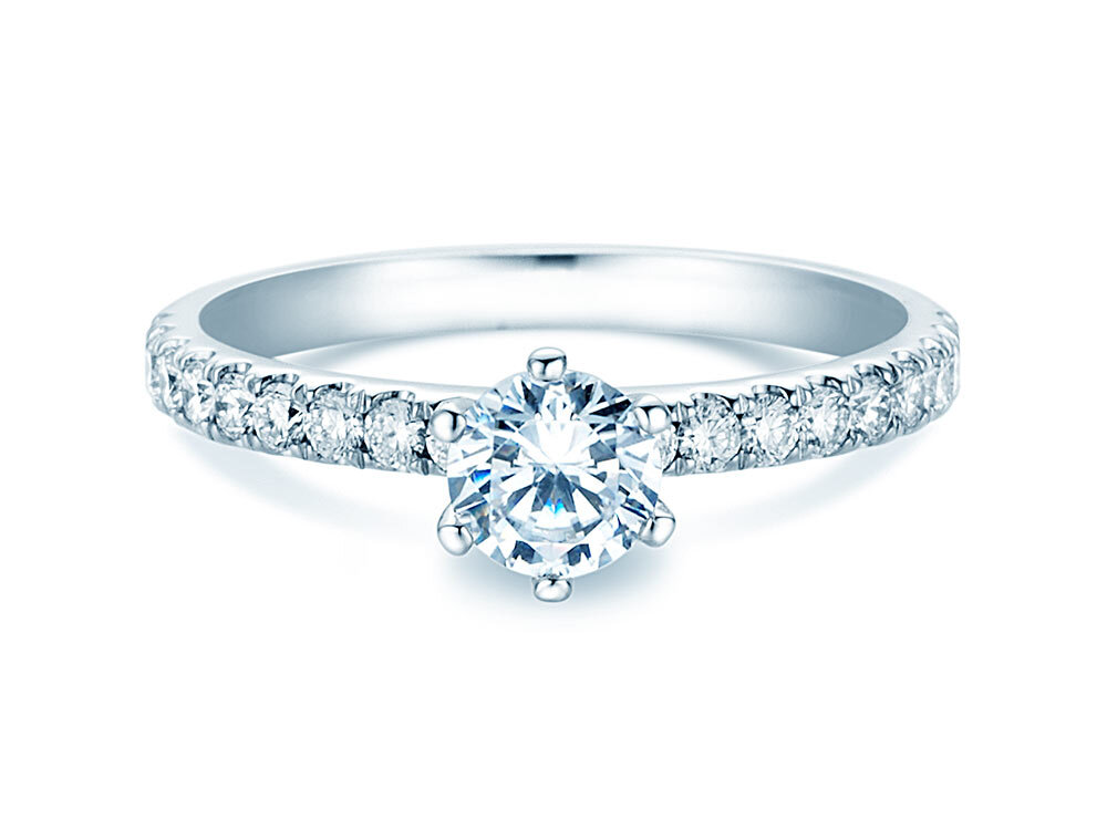 Verlobungsring Classic Pavé in Platin 950/- mit Labordiamanten 0,86ct E/VS