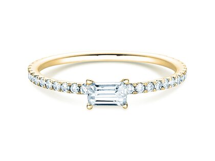 Verlobungsring Emerald-Cut in 14K Gelbgold mit Diamanten 0,46ct G/VS