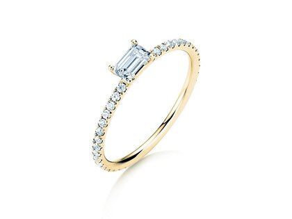 Verlobungsring Emerald-Cut in 14K Gelbgold mit Diamanten 0,46ct G/VS