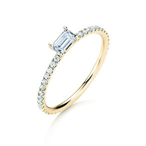 Verlobungsring Emerald-Cut in 14K Gelbgold mit Diamanten 0,46ct G/VS