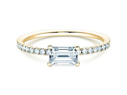 Verlobungsring Emerald-Cut in Gelbgold