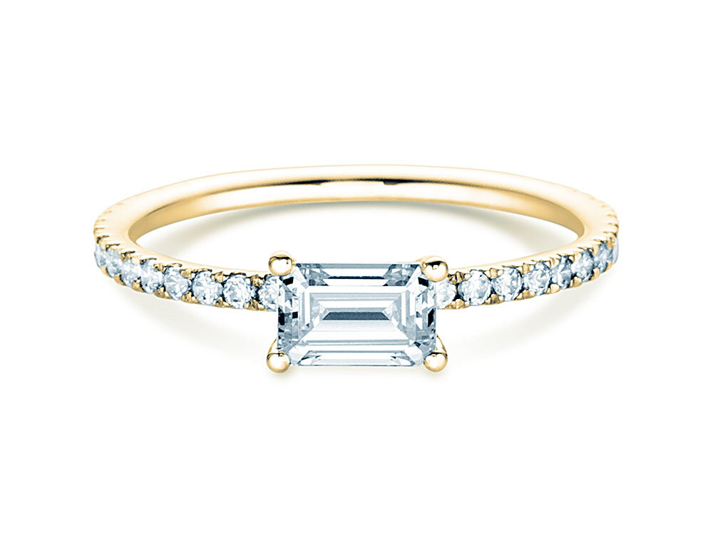 Verlobungsring Emerald-Cut in 18K Gelbgold mit Diamanten 0,70ct G/VS