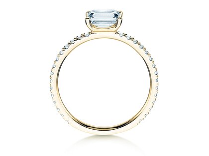 Verlobungsring Emerald-Cut in Gelbgold