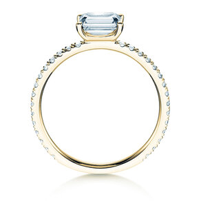 Verlobungsring Emerald-Cut in Gelbgold