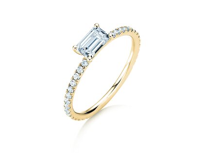 Verlobungsring Emerald-Cut in Gelbgold