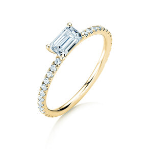 Verlobungsring Emerald-Cut in Gelbgold