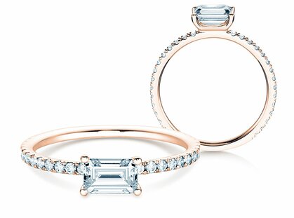 Verlobungsring Emerald-Cut in Roségold
