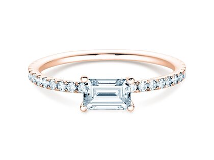 Verlobungsring Emerald-Cut in Roségold