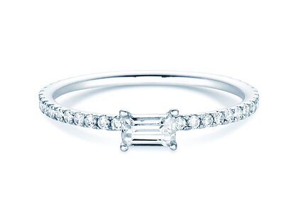 Verlobungsring Emerald-Cut in 14K Weißgold mit Diamanten 0,46ct G/VS