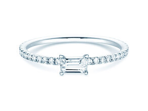 Verlobungsring Emerald-Cut in 14K Weißgold mit Diamanten 0,46ct G/VS