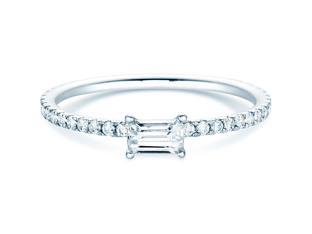 Verlobungsring Emerald-Cut in Platin 950/- mit Diamanten 0,46ct G/VS