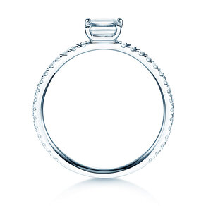 Verlobungsring Emerald-Cut in 14K Weißgold mit Diamanten 0,46ct G/VS