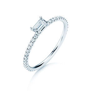 Verlobungsring Emerald-Cut in 14K Weißgold mit Diamanten 0,46ct G/VS