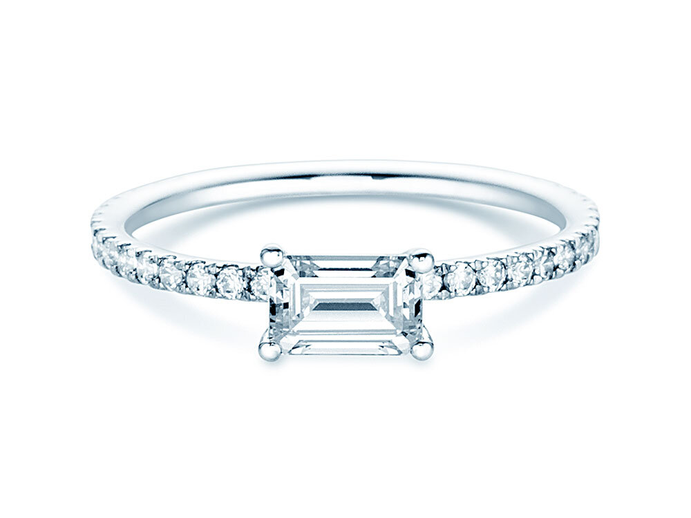 Verlobungsring Emerald-Cut in 14K Weißgold mit Diamanten 0,80ct G/VS
