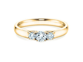 Verlobungsring 3 Stones in 14K Gelbgold mit Labordiamanten 0,40ct E/VS