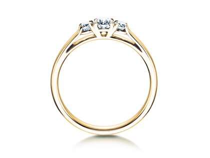 Verlobungsring 3 Stones in 14K Gelbgold mit Labordiamanten 0,40ct E/VS