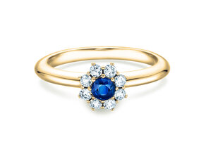 Verlobungsring Lovely in 14K Gelbgold mit Saphir 0,33ct und Diamanten 0,40ct