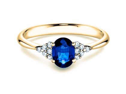 Verlobungsring Vivid in 14K Gelbgold mit Saphir 1,00ct und Diamanten 0,12ct