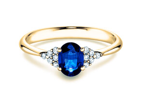 Verlobungsring Vivid in 14K Gelbgold mit Saphir 1,00ct und Diamanten 0,12ct