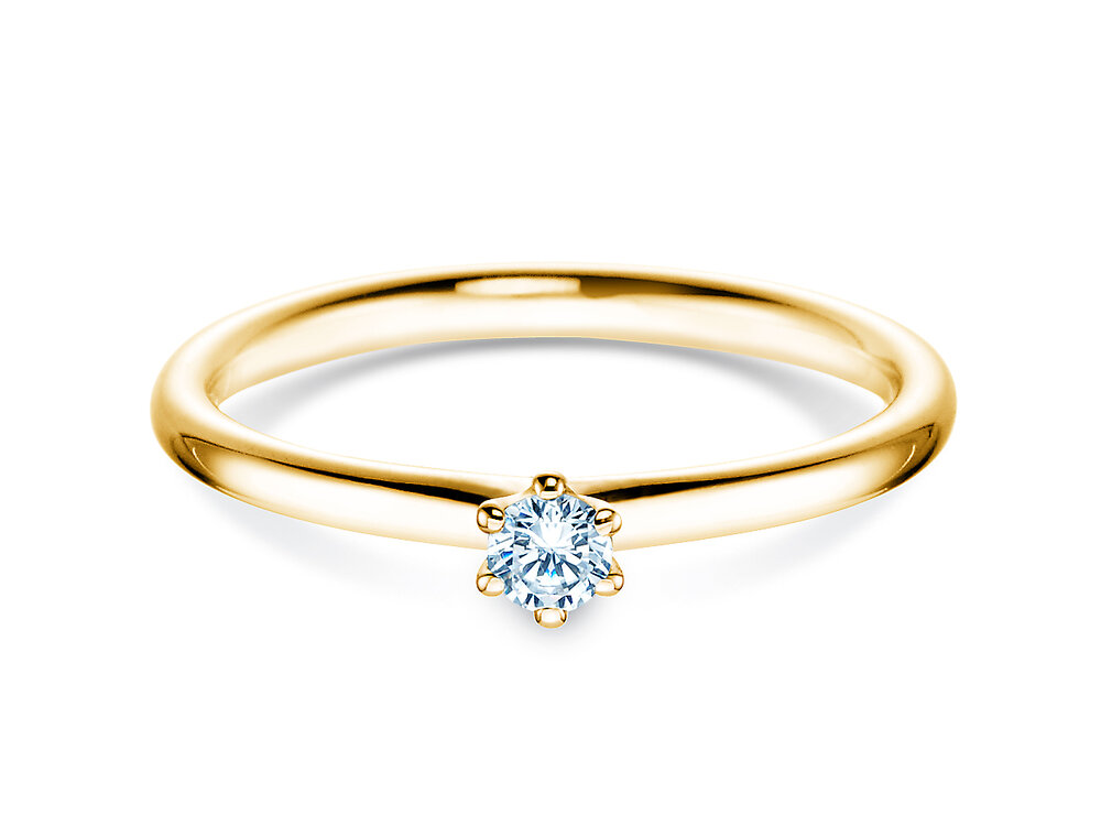 Verlobungsring Classic 6 in 14K Gelbgold mit Diamant 0,10ct G/SI