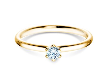 Verlobungsring Classic 6 in 14K Gelbgold mit Diamant 0,15ct H/SI