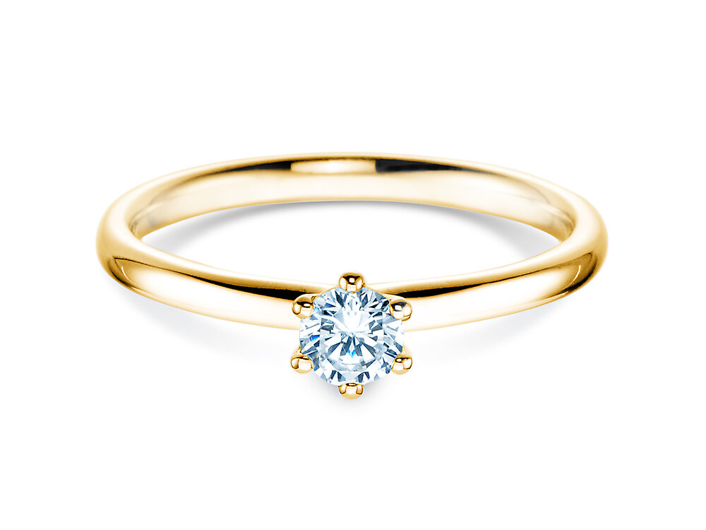 Verlobungsring Classic 6 in 9K Gelbgold mit Diamant 0,25ct G/SI
